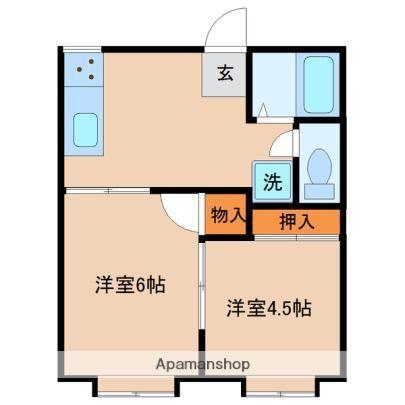 フォーブル横山(2DK/2階)の間取り写真