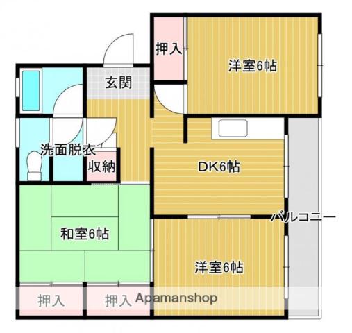 多佳寿マンション(3DK/4階)の間取り写真