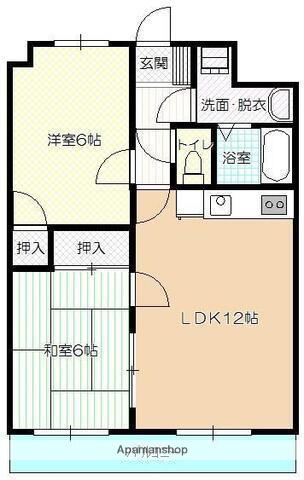 サンライズ長友(2LDK/3階)の間取り写真