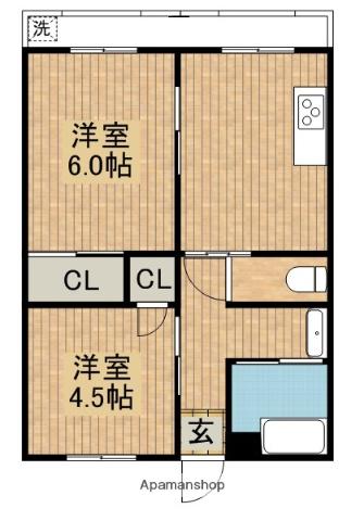 サニーコート恒久(2DK/4階)の間取り写真