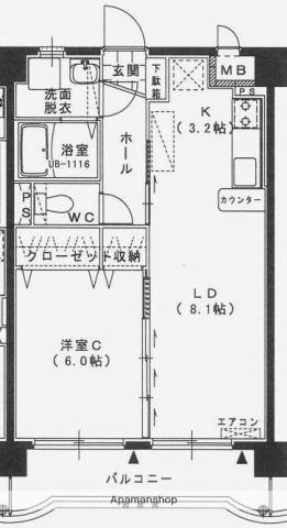 ユーミー和知川原(1LDK/4階)の間取り写真