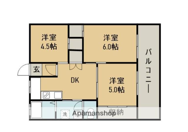 シャトーモリオカ末広(3DK/11階)の間取り写真