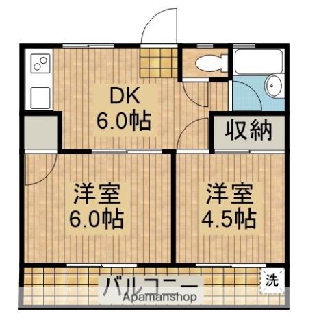 祇園コーポ(2DK/2階)の間取り写真