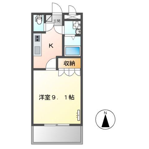 トレスエルマーナ(1K/2階)の間取り写真