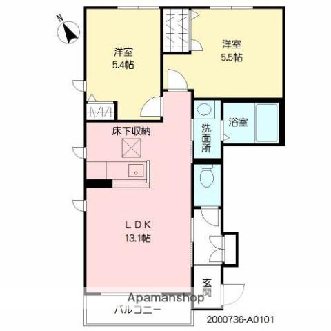 サンミズハ(2LDK/1階)の間取り写真