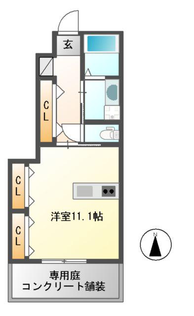 ア・シンプル(ワンルーム/1階)の間取り写真
