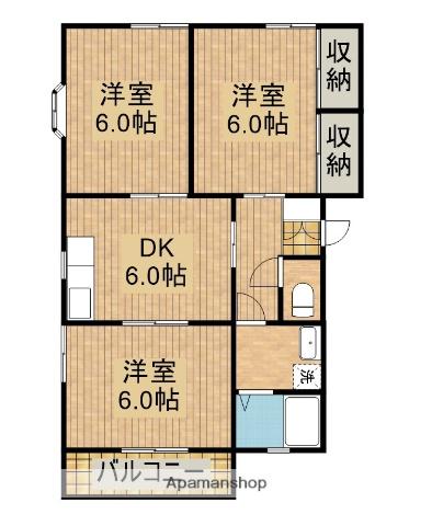 ヒルズ花山手(3DK/2階)の間取り写真