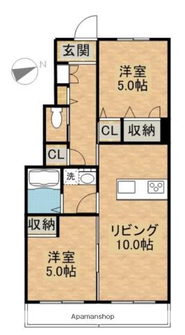 ボヌール エステート(2LDK/1階)の間取り写真