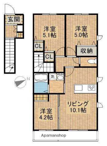 ボヌール エステート(3LDK/2階)の間取り写真