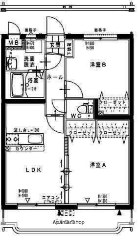 シエースタ・ひなたⅠ(2LDK/4階)の間取り写真