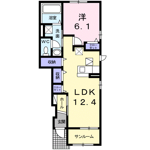 ソリト ポスト Ⅰ(1LDK/1階)の間取り写真