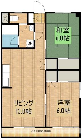 筒井ビル(2LDK/4階)の間取り写真