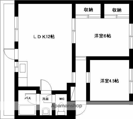 山春ビル霧島(2LDK/4階)の間取り写真