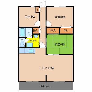 ルミエール吉村 B棟(2SLDK/4階)の間取り写真