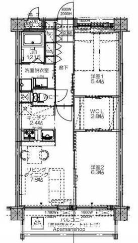 アーベイン永楽(2LDK/3階)の間取り写真