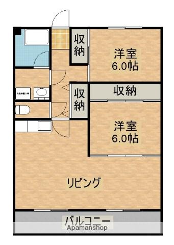 薬師堂ビル(2LDK/2階)の間取り写真