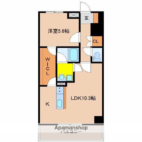 ロダン広島通(1LDK/5階)の間取り写真