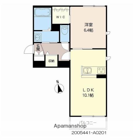 トップスターコート宮崎 A棟(1LDK/2階)の間取り写真