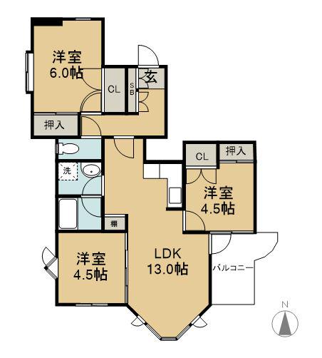 TKH-Ⅱ(3LDK/3階)の間取り写真