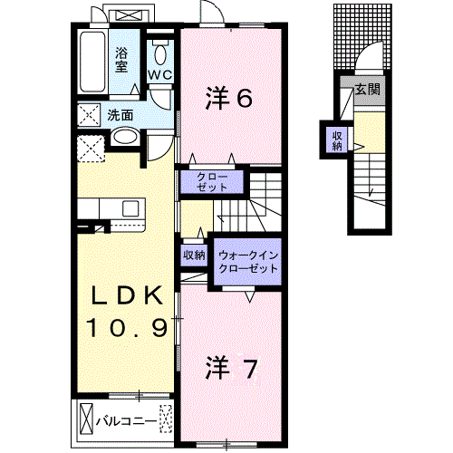 フェイバー フォレスト Ⅱ(2LDK/2階)の間取り写真
