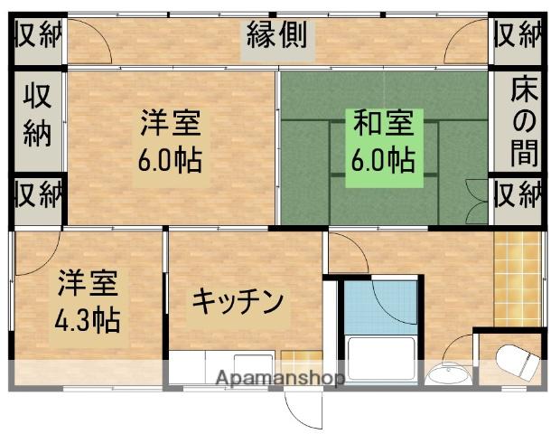 日豊本線 宮崎駅 バス乗車時間：33分 下高岡バス停で下車 徒歩4分 1階建 築53年(3K)の間取り写真
