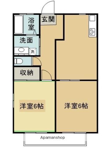 サングレイス Ⅰ(2DK/2階)の間取り写真