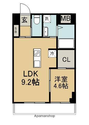 GROWTH EHIRA(1LDK/4階)の間取り写真