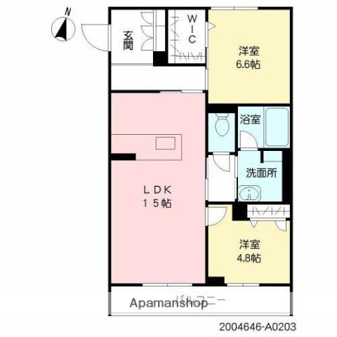 セントリビエ神宮北(2LDK/2階)の間取り写真