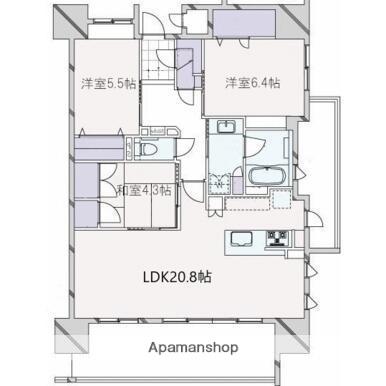グランドパレス高千穂通(3LDK/3階)の間取り写真