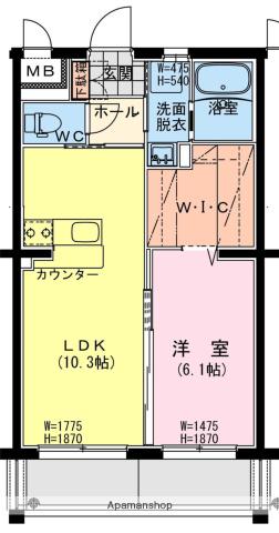 デイドリーム(1LDK/1階)の間取り写真