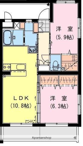 太田4丁目Fマンション(2LDK/4階)の間取り写真