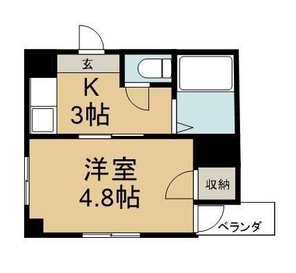 アリビオ中村西(1K/3階)の間取り写真