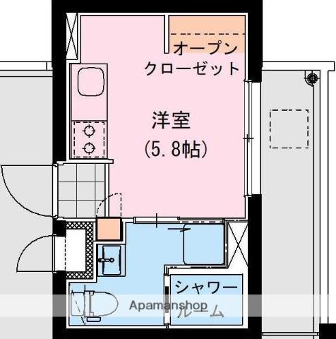 THE ROCK APT(1K/1階)の間取り写真