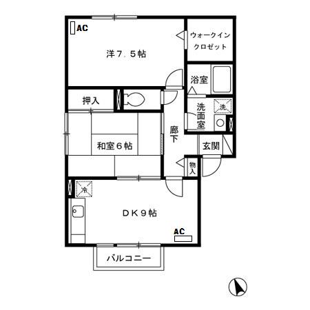 ウィステリアM棟(2DK/2階)の間取り写真
