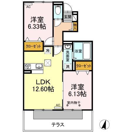 セジュールK Ⅲ(2LDK/1階)の間取り写真
