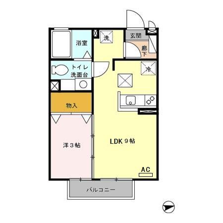 サンハイム原田(1LDK/1階)の間取り写真
