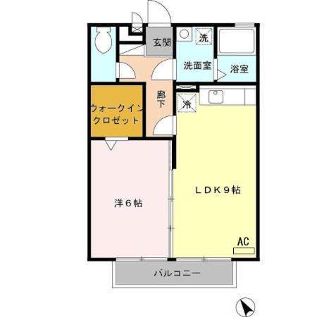 リバーセントB棟(1LDK/2階)の間取り写真