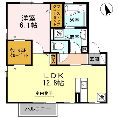 さつきB棟(1LDK/1階)の間取り写真