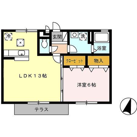 セゾングランモアⅡ(1LDK/1階)の間取り写真