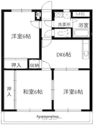 メゾンリヴィエラ(3DK/3階)の間取り写真