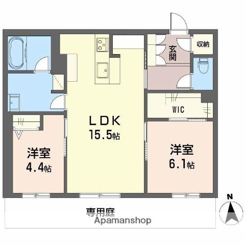 シャーメゾンエルソフィア(2LDK/1階)の間取り写真