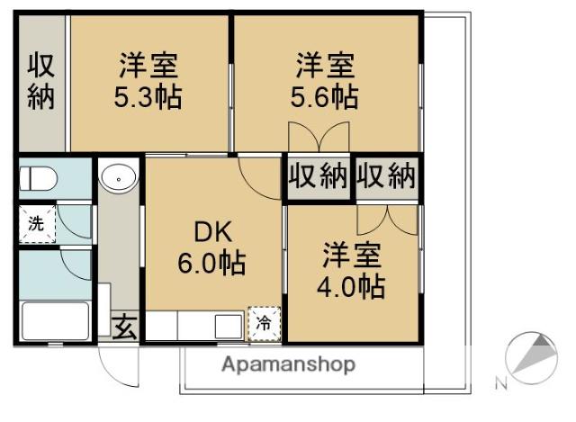 ELEGANCE REW(3DK/4階)の間取り写真