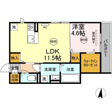 DーRESENA 江平中町(1LDK/3階)の間取り写真