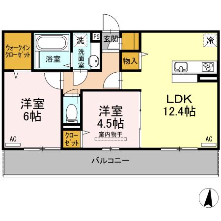 コンフォール柳丸(2LDK/2階)の間取り写真