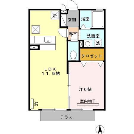 ルミエール(1LDK/1階)の間取り写真