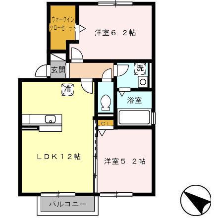 エルクール(2LDK/2階)の間取り写真