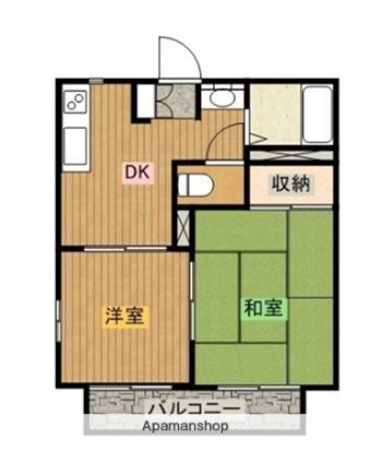 レインボー太陽(2DK/2階)の間取り写真