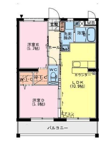 LUTORIINE(2LDK/2階)の間取り写真