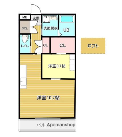 バンベールノース(1LDK/2階)の間取り写真