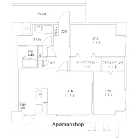 F・STAGE江平 イースト(2LDK/7階)の間取り写真